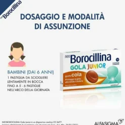 Neoborocillina gola junior per mal di gola 15 pastiglie cola