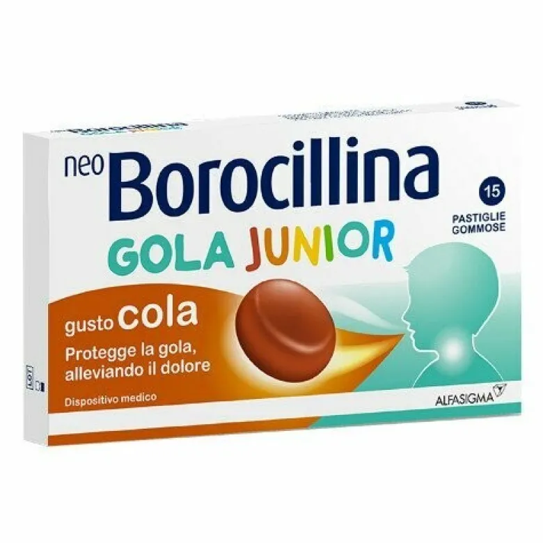 Neoborocillina gola junior per mal di gola 15 pastiglie cola