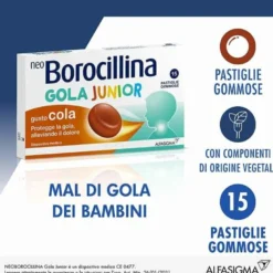 Neoborocillina gola junior per mal di gola 15 pastiglie cola