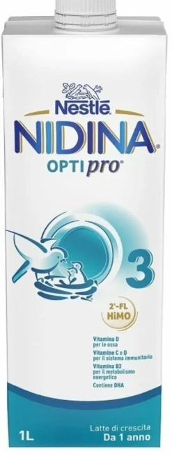 Nestlè nidina optipro 3 latte di crescita liquido da 1 anno brick 1 litro