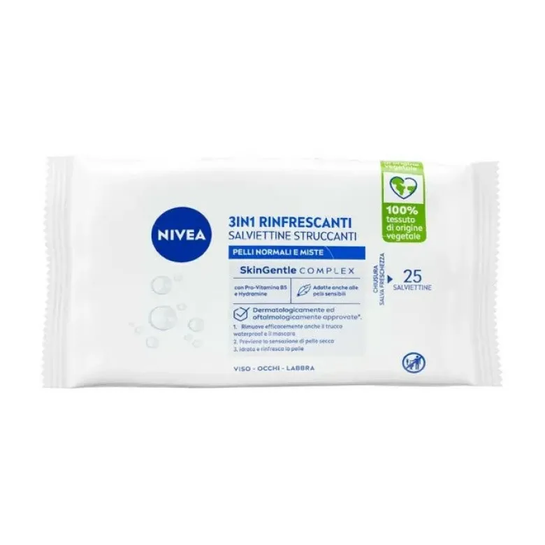 Nivea salviettine struccanti pelli normali e miste 25 pezzi