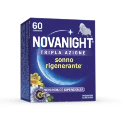 NOVANIGHT Tripla Azione con Melissa e Melatonina per Dormire, Senza Glutine, 60 Compresse