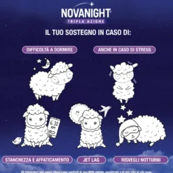 NOVANIGHT Tripla Azione con Melissa e Melatonina per Dormire, Senza Glutine, 30 Compresse