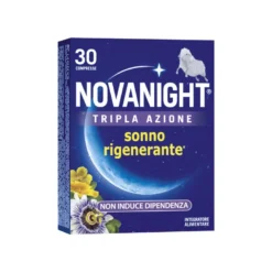 NOVANIGHT Tripla Azione con Melissa e Melatonina per Dormire, Senza Glutine, 30 Compresse