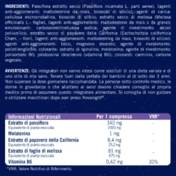 NOVANIGHT Tripla Azione con Melissa e Melatonina per Dormire, Senza Glutine, 30 Compresse