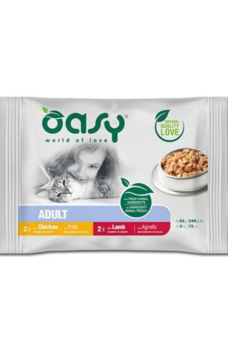 Oasy bocconcini in salsa per gatti adulti multipack meat selection 4x85g