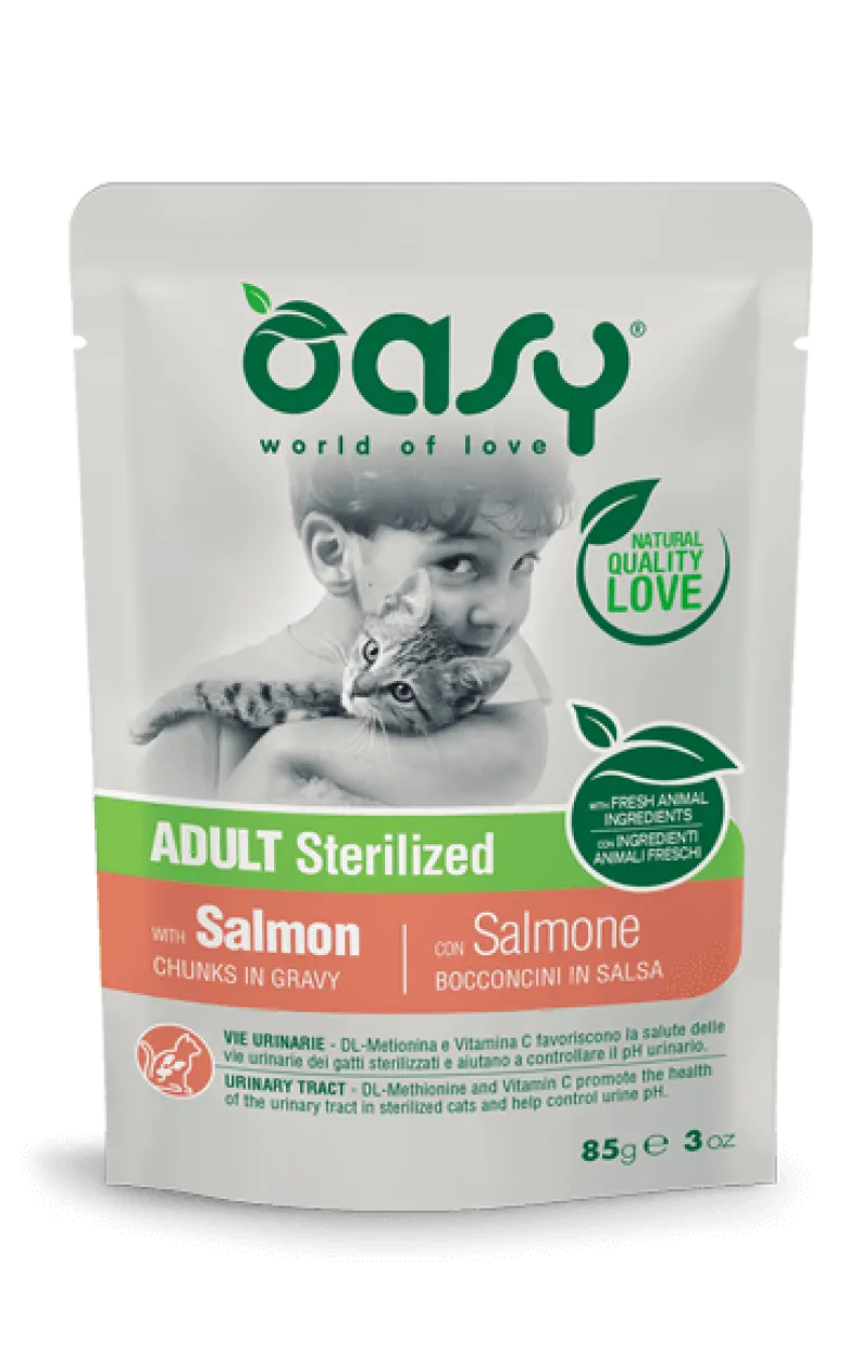 Oasy Gatto Adulto Sterilizzato Bocconcini Salmone