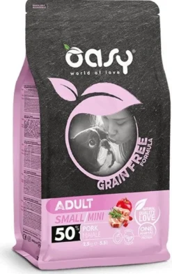 Oasy grain free formula cibo secco maiale per cani adulti taglia piccola 800g