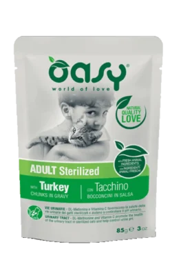 Oasy Wet Cat Bocconcini In Salsa Con Tacchino Per Gatti Adulti Sterilizzati 85g