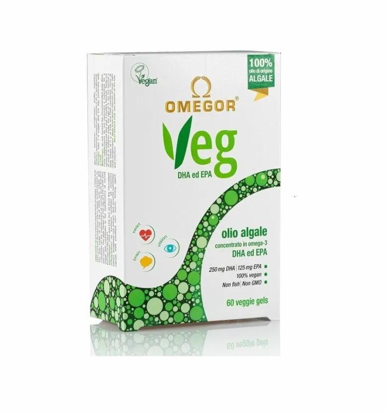 Omegor Veg Integratore Omega3 EPA DHA Funzione Cerebrale e Cardiaca 60 Capsule