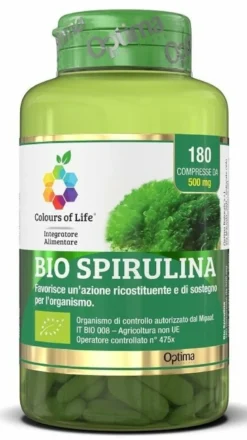Optima Colours of Life Bio Spirulina Integratore Ricostituente 180 Compresse