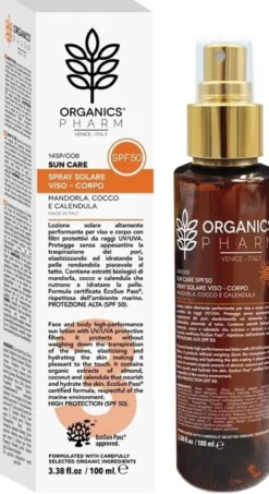 Organics pharm spray solare viso corpo spf50 100 ml