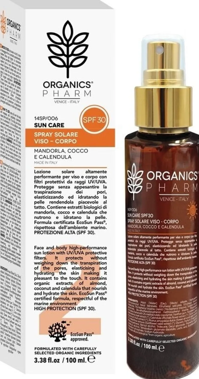 Organics pharm spray solare viso corpo spf30 100 ml