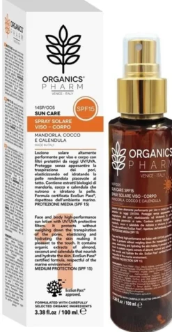 Organics pharm spray solare viso corpo spf15 100 ml