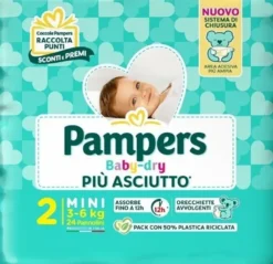 Pampers baby dry pannolino downcount mini 24 pezzi