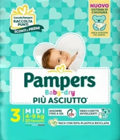 Pampers baby dry pannolino downcount midi 20 pezzi