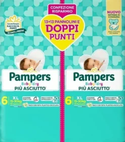 Pampers baby dry pannolino duo downcount xl 26 pezzi