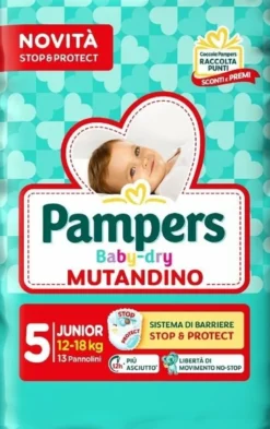 Pampers baby dry pannolino mutandina junior small pack 12-18kg 13 pezzi