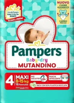 Pampers baby dry pannolino mutandina maxi small pack 16 pezzi
