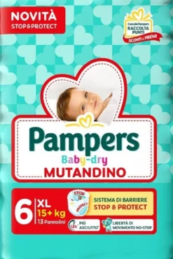 Pampers baby dry pannolino mutandina extra large small pack 13 pezzi
