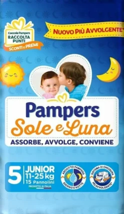 Pampers Sole e Luna Pannolini Taglia 5 Junior (11-25 kg) 15 Pezzi