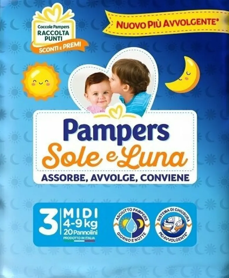 Pampers sole luna mididi 20 pezzi