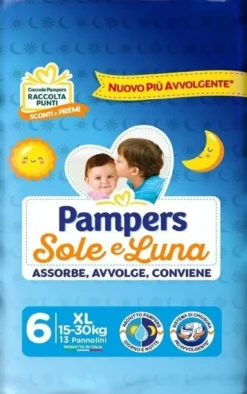 Pampers Sole Luna Pannolini Taglia 6 XL (15-30 kg) 13 Pezzi