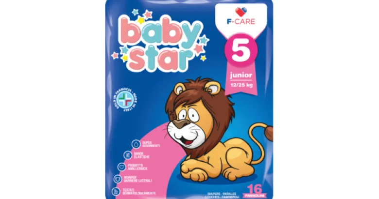 Pannolino babystar 12/25kg t5 16 pezzi