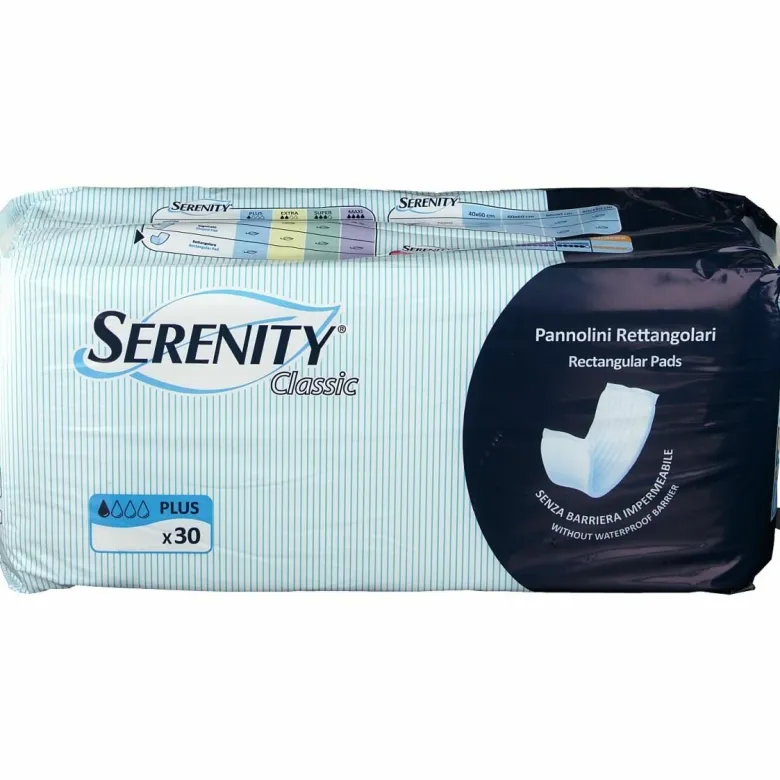 Pannolone per incontinenza formato rettangolare senza barriera serenity 30 pezzi