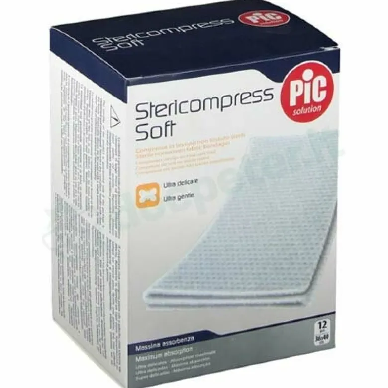 Pic Stericompress Soft Ultra Delicate Gentle 36x40cm 12 Garze