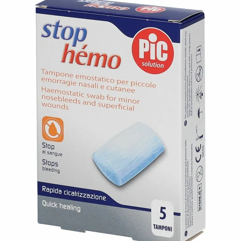 Pic Stop Hémo Tampone Emostatico per Piccole Emorragie 5 pezzi