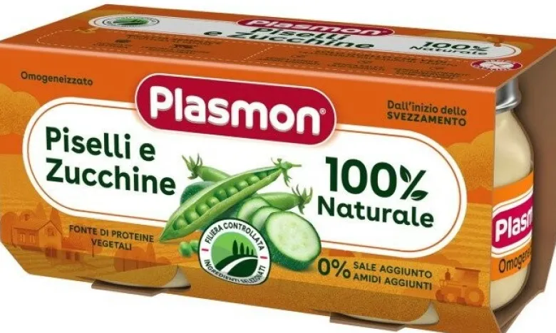 Plasmon omogeneizzato piselli zucchine 80 g x 2 pezzi