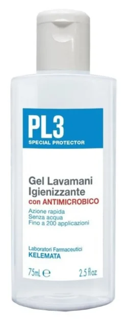 Pl3 gel lavamani igienizzante antimicrobico 75 ml