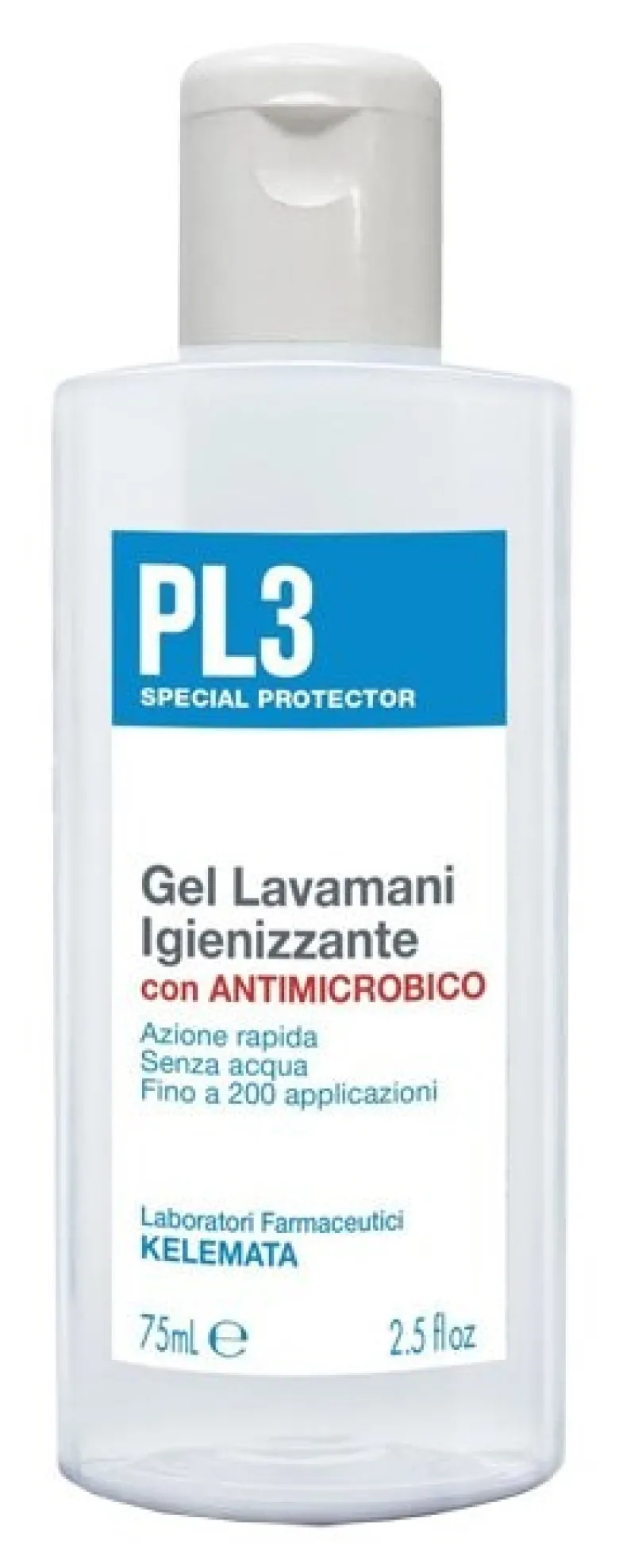 Pl3 gel lavamani igienizzante antimicrobico 75 ml