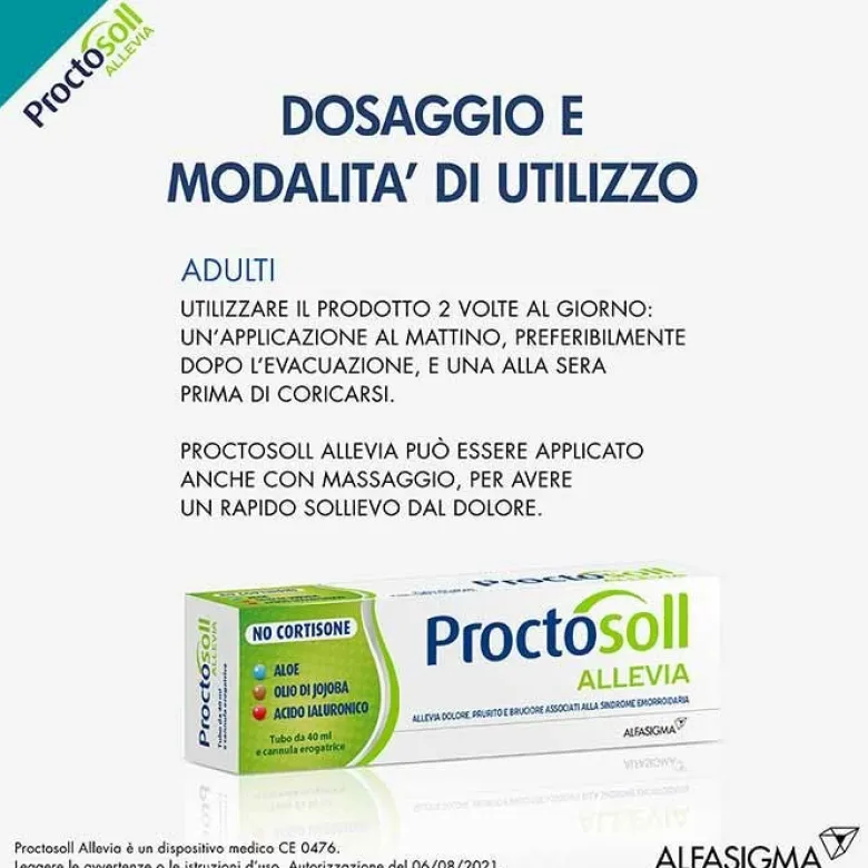 Proctosoll Allevia Gel per la Prevenzione e Cura della Sindrome Emorroidaria 40 ml