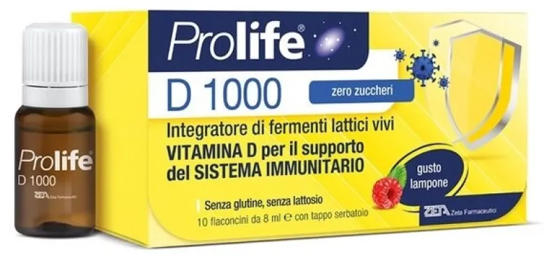 Prolife D 1000 Integratore di Probiotici e Vitamina D 10 Flaconcini
