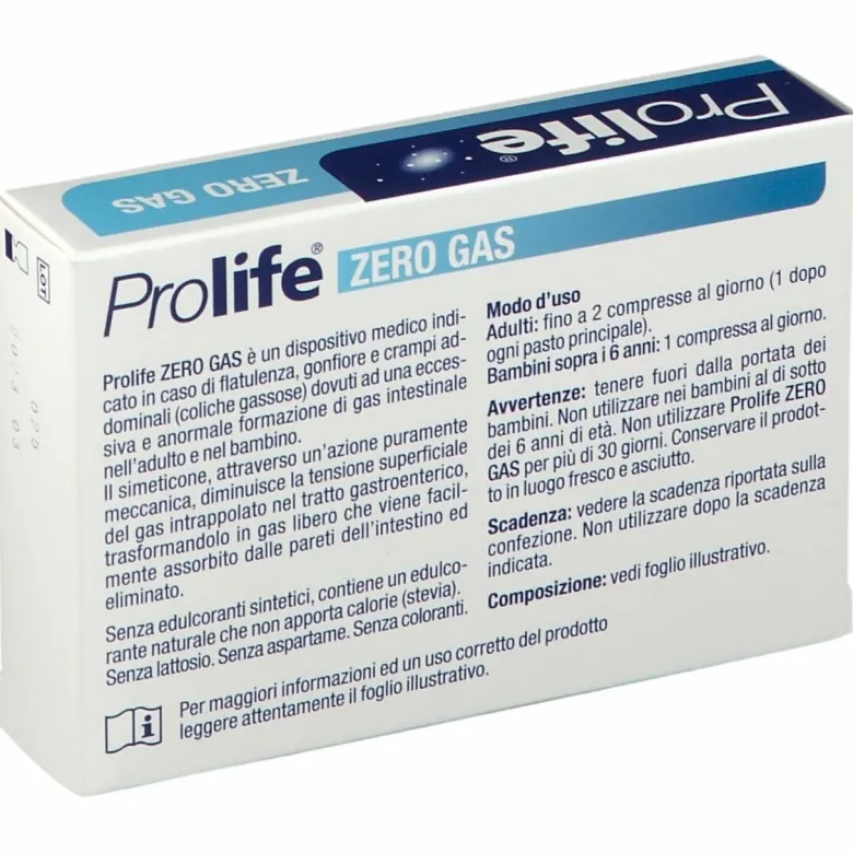 Prolife Zero Gas Integratore Contro Gonfiori e Flatulenza 45 Compresse