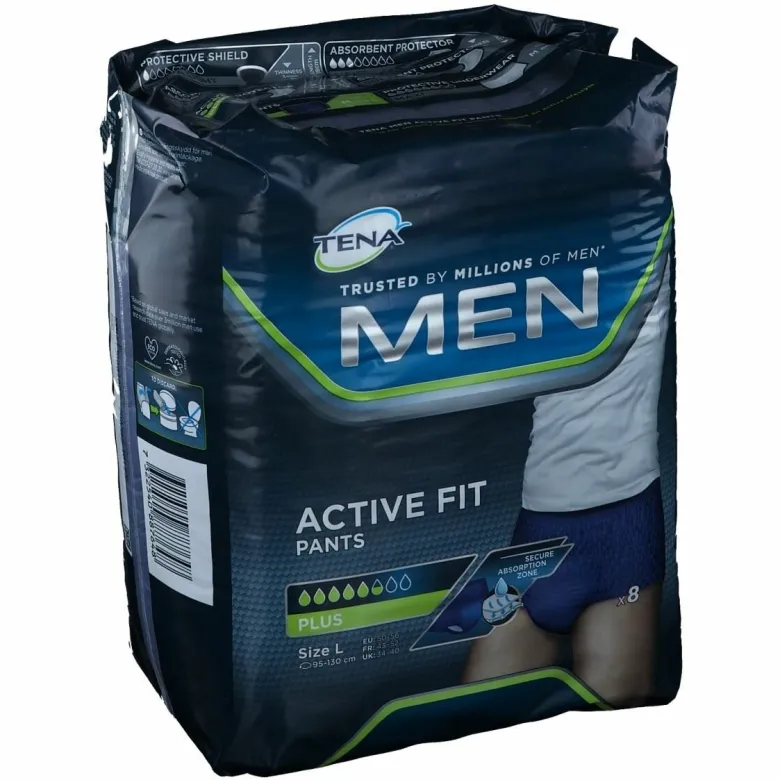 Pull up uomo tena men pants active fit l 8 pezzi