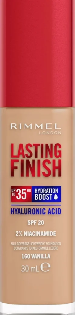 Rimmel fondotinta lasting finish 35h con acido ialuronico 160 vanilla 30ml