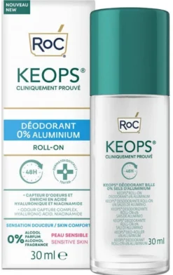 Roc keops deodorante roll-on 0% sali di alluminio 150ml
