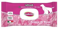 Salviette detergenti inodorina acqua di rose per cani e gatti 40 pezzi