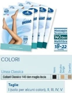 Sauber collant 140 denari maglia liscia nero 5 linea classica