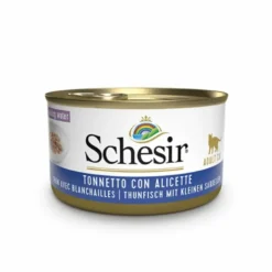 Schesir cat cibo umido tonnetto con alicette in brodo per gatti lattina 85g