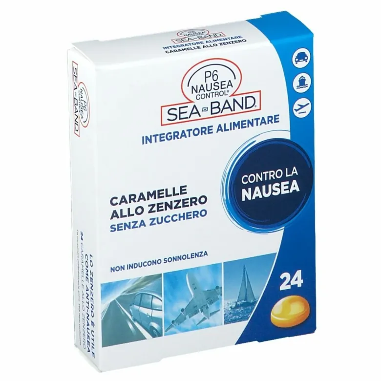 Sea band p6 nausea control viaggio allo zenzero 24 caramelle