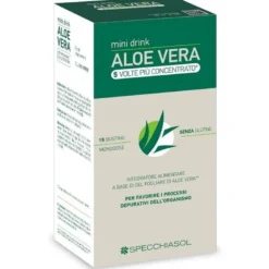 Specchiasol Aloe Vera Mini Drink 5 Volte Piu' Concentrato 15 Bustine Da 10 ml