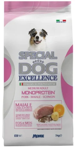 Special dog excellence monoproteico cibo secco maiale e patate per cani adulti taglia media 3kg