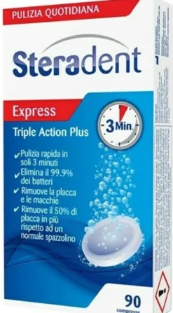Steradent Triple Action Plus Igiene Quotidiana Dentiera 90 compresse