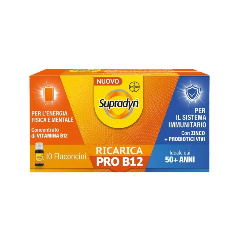 Supradyn ricarica pro b12 integratore adulti 50+ con vitamina b12 e zinco 10 flaconcini