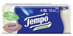 Tempo fazzoletti natural&soft 10 pezzi da 9 fazzoletti