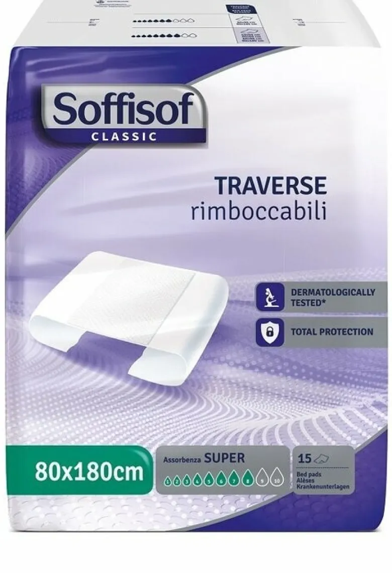 Traversa per incontinenza soffisof classic 8 gocce 80 x 180 15 pezzi